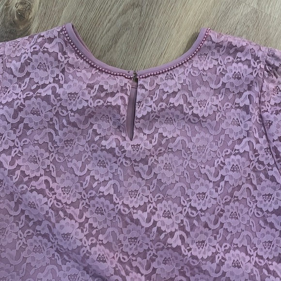 Gorgeous 80s Vintage Shift Lace Pleated Hem Short Sleeve Plus Size Dress 24 - Picture 7 of 8